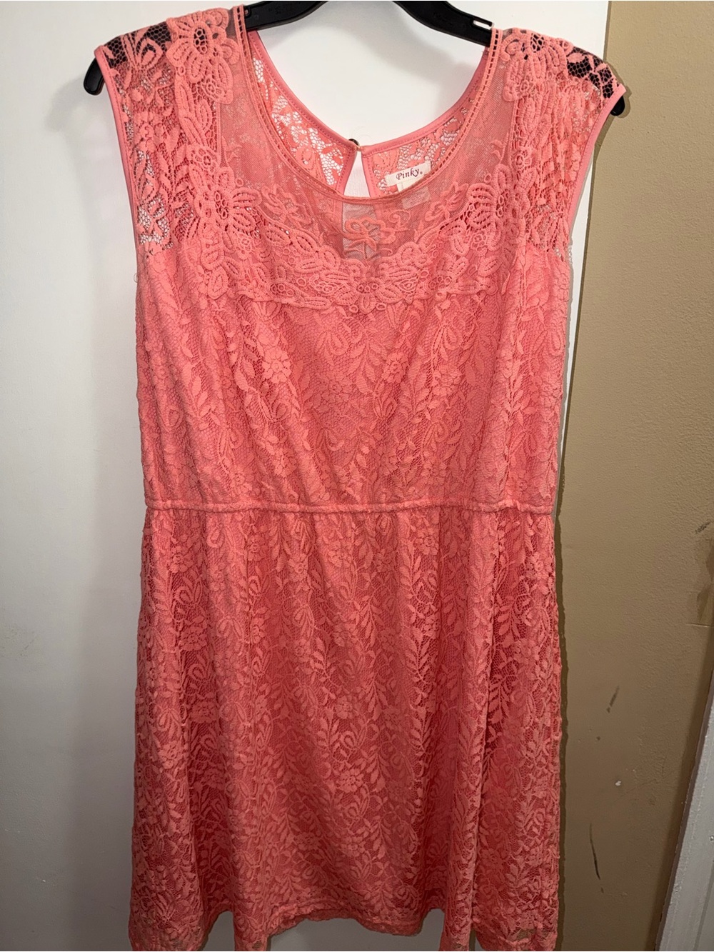 Pinky Coral Lace Tank Dress